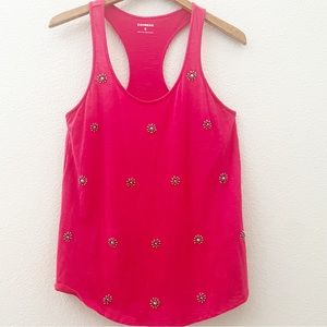 Express Hot Pink Beaded embellished tank top size medium